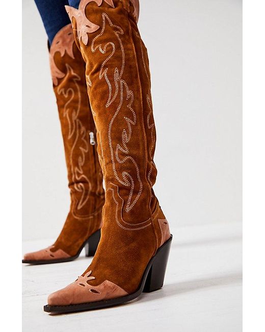 Free People Orange Wild West Thigh High Boots