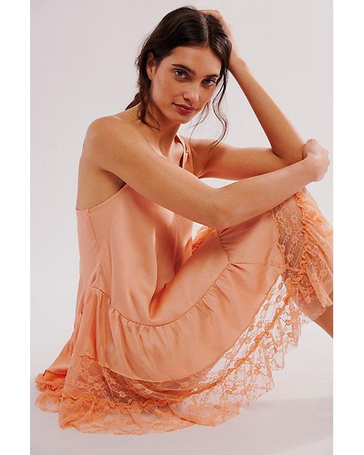 Intimately By Free People Orange Young And In Love Mini Slip