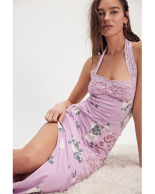 Free People Purple Love You Most Printed Maxi Slip