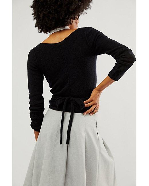 Free People Black Cashmere Reversible Wrap Sweater