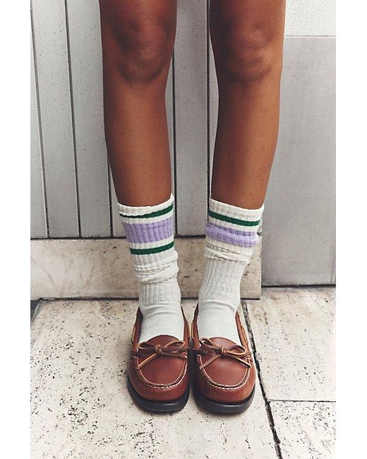 American Trench Green Retro Stripe Knee High Socks