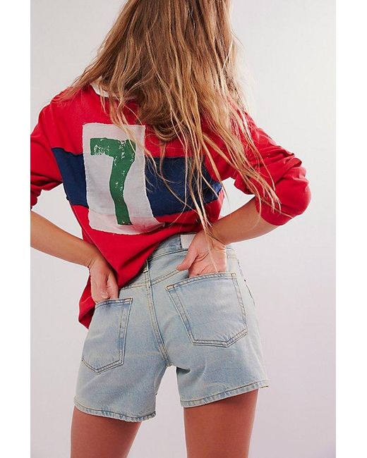 Re/done Red Mid-Rise Boy Shorts