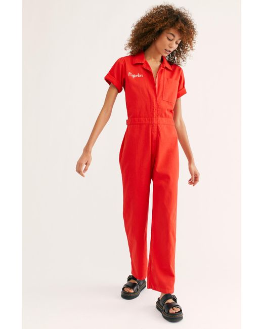 Free People Red Let's Dance Coveralls By Sugarhigh Lovestoned
