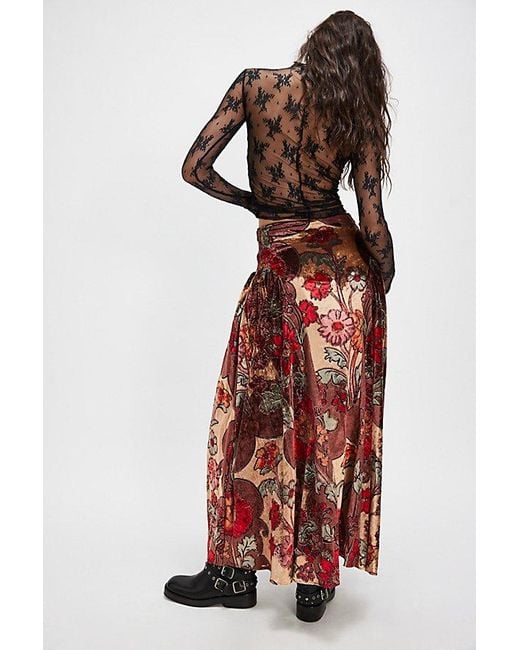 knee length dresses for ladies V-NECK PETAL STRAPLESS VELVET MAXI DRESS IN RED | CULT MIA main image 1