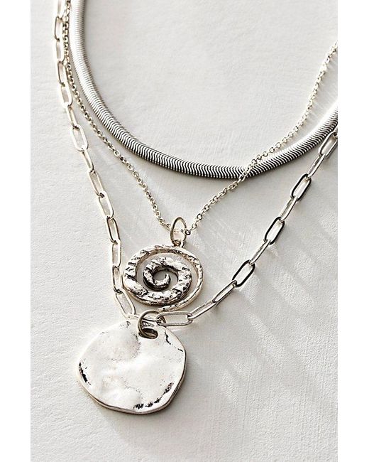 Free People White Oversized Coin Necklace At In Silver Swirl