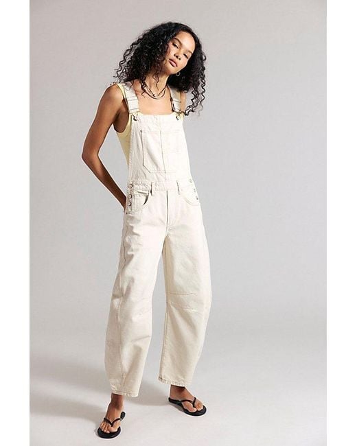 Free People Natural Good Luck Barrel Dungarees