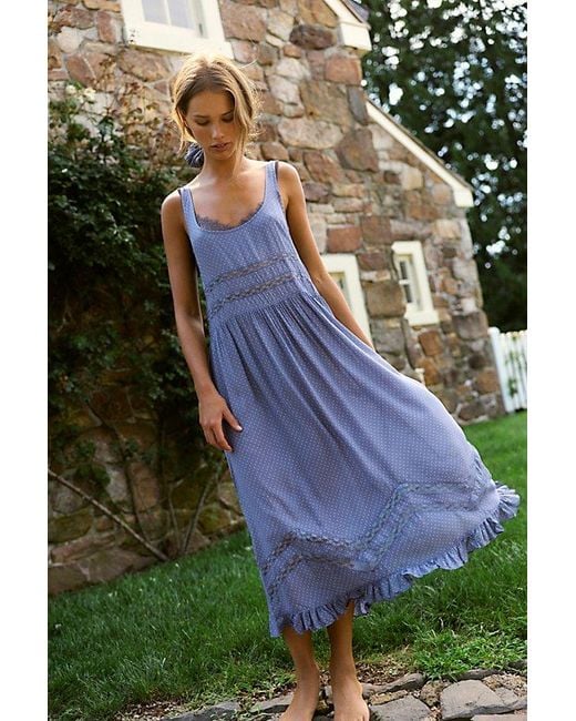 Intimately By Free People Green Voile And Lace Midi Slip Dress By
