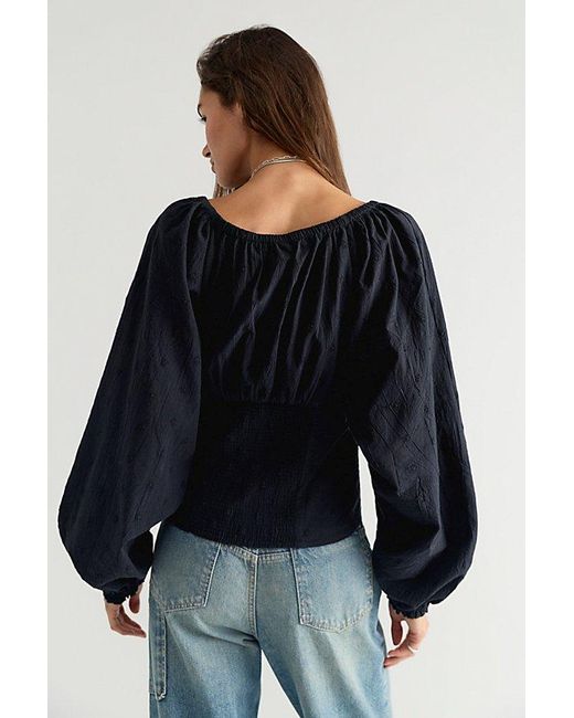 Free People Black Poppy Blouse
