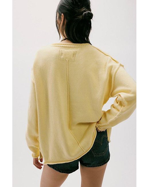 Free People Natural Ella Roll-Neck Cotton Knit Sweater