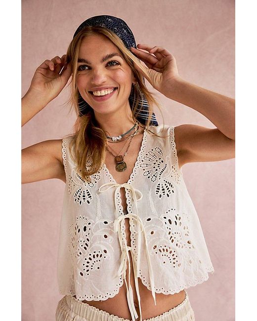 Free People White Sweet Escape Top
