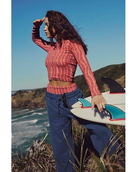 Rhythm Red Long-Sleeve Surf Crop