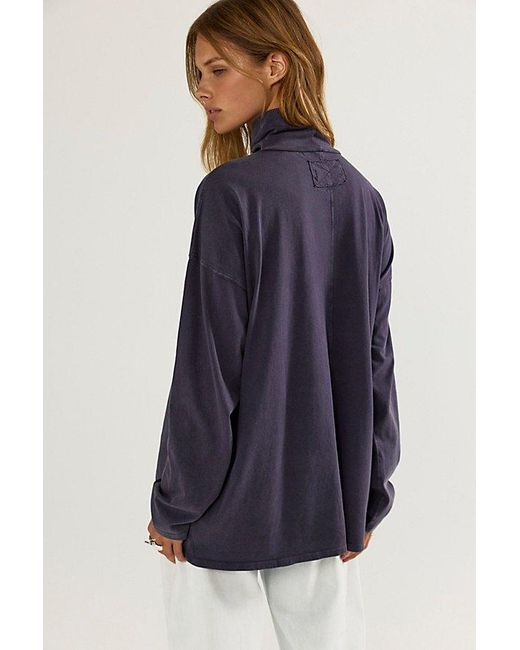 Free People Blue Nevada Solid Long Sleeve Top