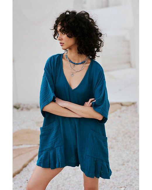 Free People Blue So Lively Romper