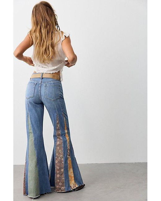 Free People Blue We The Free Starstruck Relaxed Flares