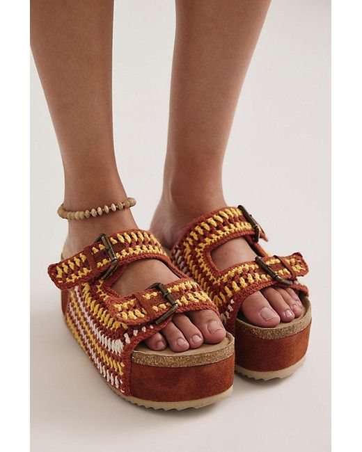 INTENTIONALLY ______ Brown Spring Breaker Flatform Sandals By