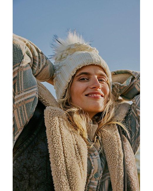Free People Natural Full Moon Nubby Pom Beanie