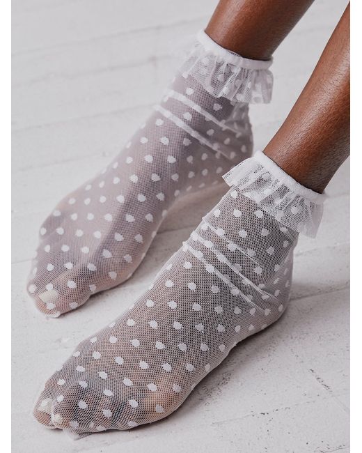 Free People Only Hearts Ruffle Socks in Gray | Lyst