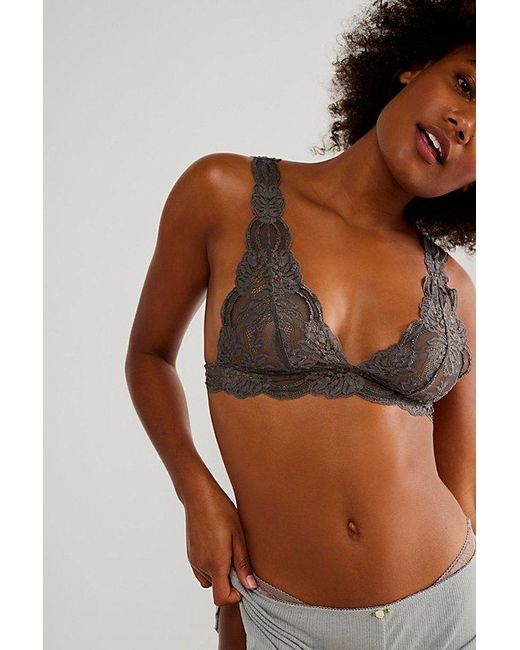 Intimately By Free People Brown Last Dance Lace Plunge Bralette