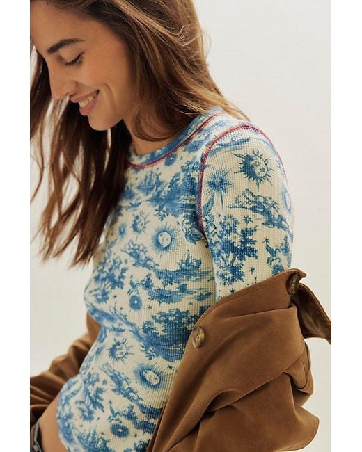 Free People Blue Toileidays Long Sleeve Thermal