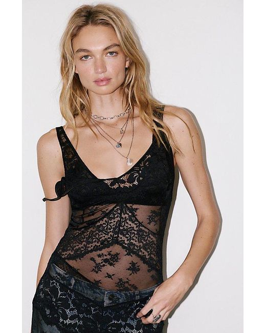 Kilo Brava Black Mixed Lace Maxi Slip Dress