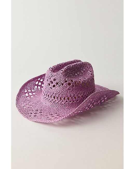 Free People Pink Byron Bay Woven Cowboy Hat