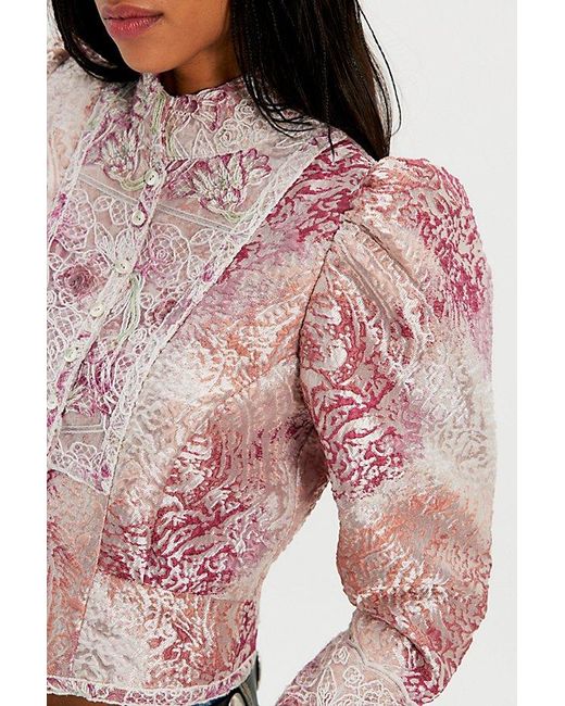 Anna Sui Red Victorian Satin Jacket