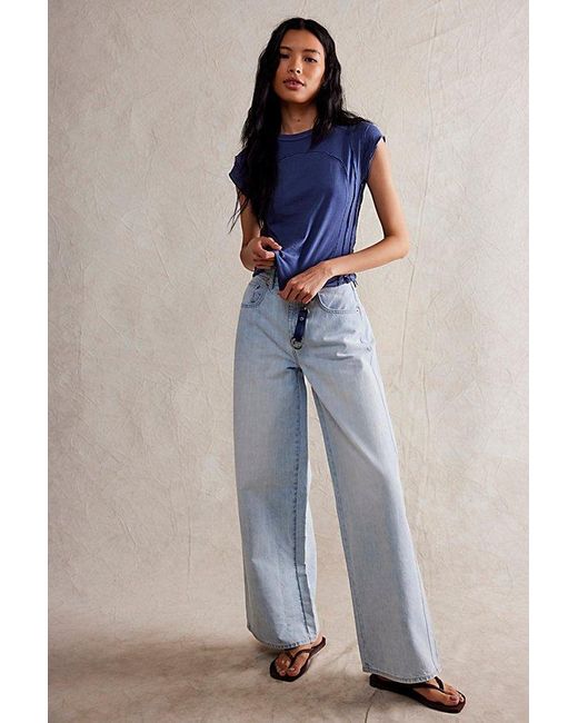 Free People Blue Crvy Gia Wide-leg Jeans