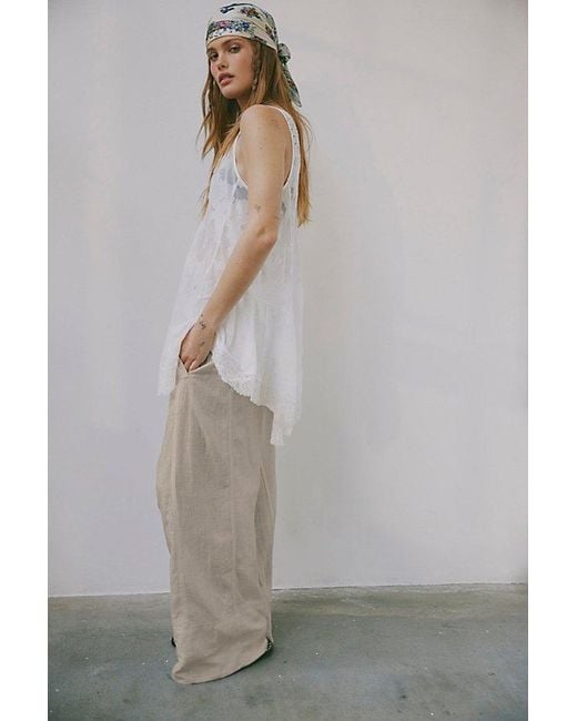 Free People Natural Day's End Linen Pull-On Pants