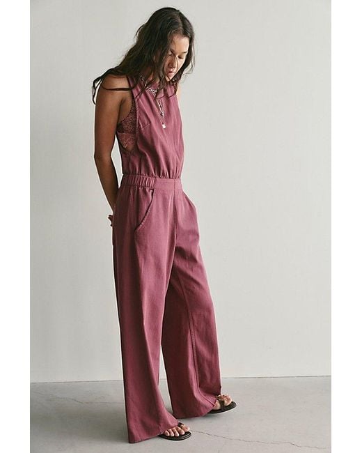 Free People Red Margo Jumpsuit