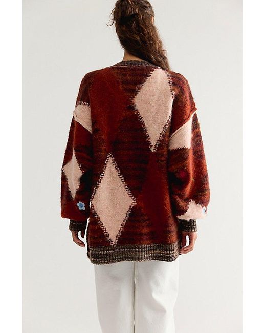 Free People Brown Flower Petal Cardigan