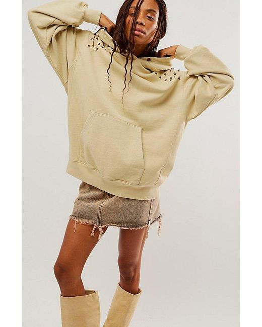 Free People Natural Lonely Heart Hoodie At In Sand Jam, Size: Xs