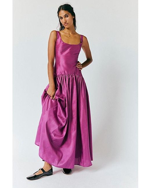 hutch purple dress Hutch Mari Mock-Neck Side-Slit Midi Dress In Purple Pattern - 34% Off