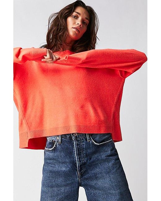 Free People Red Luna Pullover