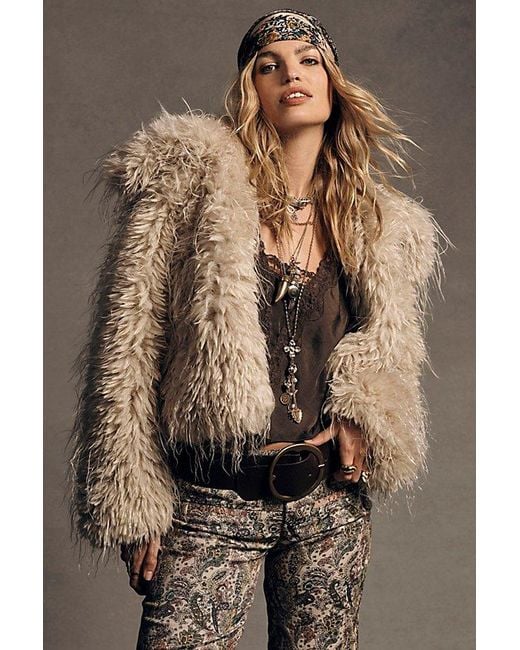 Free People Natural Moonlight Faux Fur Jacket