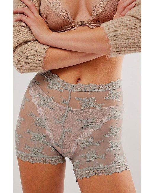 Free People Gray For You Lace Bike Shorts
