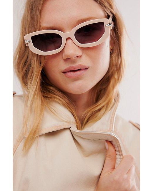 Free People Multicolor Lucia Recycled Oval Sunnies At In Vanilla