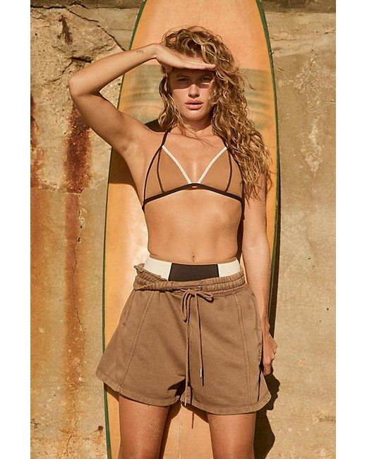 Free People Brown Sprint To The Finish Shorts