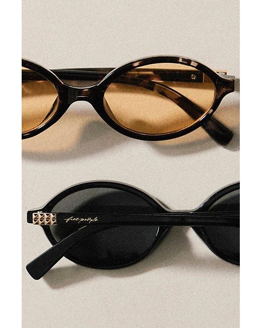 Free People Black Oh Hello Round Sunglasses