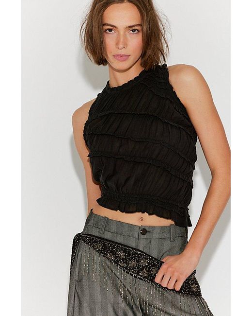 Free People Black Sands Smocked Top