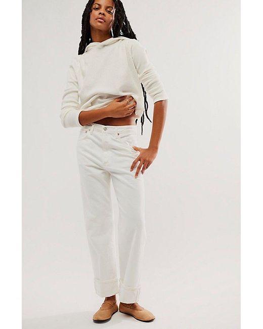 Agolde White Fran Low-Slung Straight Jeans