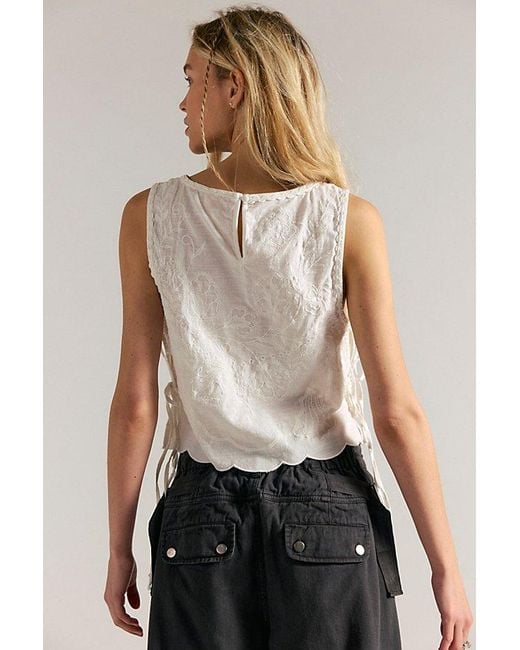 Free People White Faded Gardens Tank Top