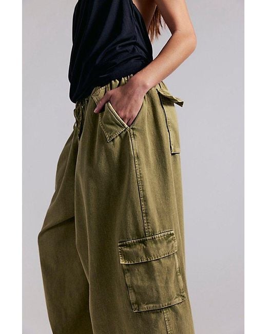 Free People Green Bobbi Pull-On Cargo Trousers