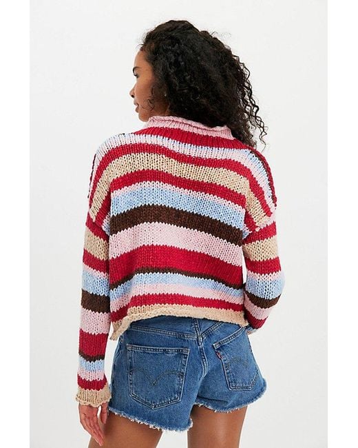 Free People Red Opal Rollneck Knit Stripe Jumper