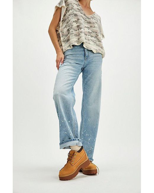 Timberland Blue Waterproof Lace-Up Platform Boots