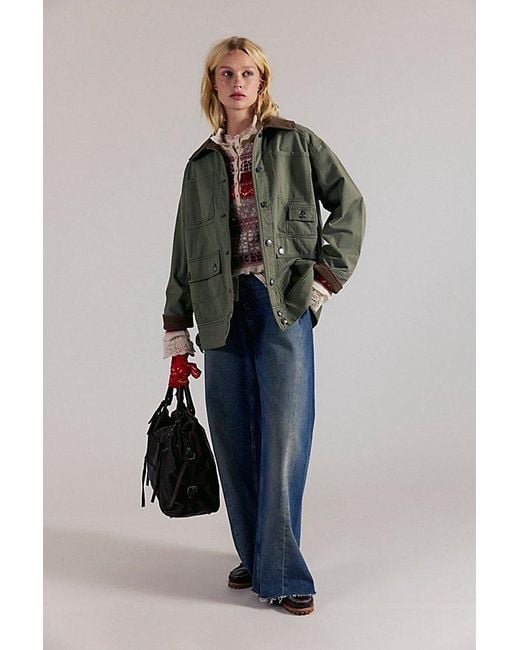Free People Multicolor Sweet Talk Flannel-Lined Barn Coat Jacket