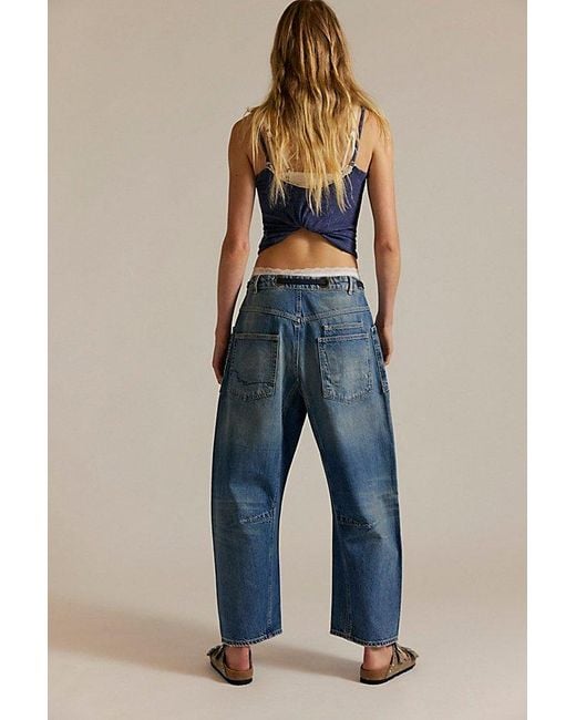 Free People Blue Moxie Pull-On Barrel Jeans