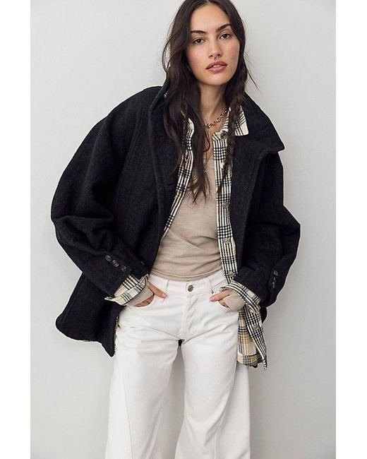 Free People Black Beau Cocoon Coat Jacket