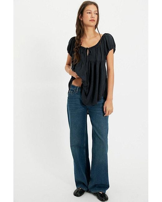 Free People Black Bella Babydoll Top