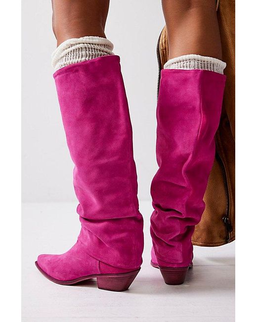 Free People Pink Take Me To Tucson Slouch Boots