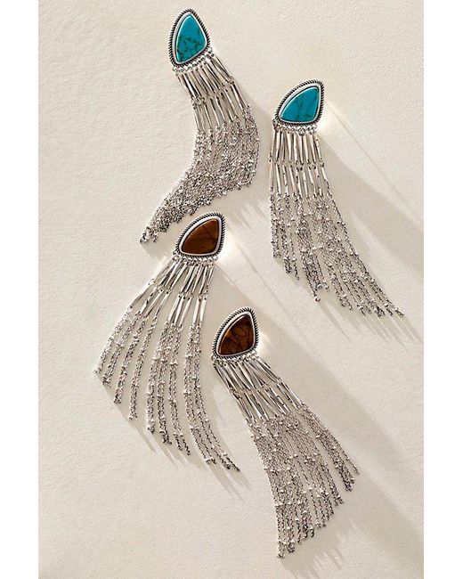 Free People Brown Talk Sweet Fringe Dangles